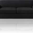 PrinceDeco T Cushion Sofa Slipcover 3 Pieces Sofa Covers for T Cushion Couch Soft Couch Covers Sofa Slip Cover Furniture Covers with 2 Individual T Shape Seat Covers Width Up to 88", Black