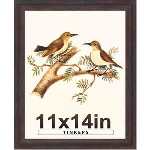 11x14 Picture Frame Walnut Brown with Black Back Board, Curved Extra Wide Edges, Vintage Style Picture Frame 11x14 inches for Wall Decor