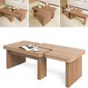 Farmhouse Coffee Table, 53-Inch Accent Center Table with Thicken Base, Multiple Layouts,Switch Between Square and Rectangular Table (Rustic Brown), 53.1''D * 23.6''W * 16.1''H