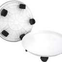 2 Pack 15.5" White Plant Caddy Round Movable Planter with Easy Moving Caster Wheels Dolly Trolley Tray Pallet Outdoor Indoor Tree Flower Stand Planter