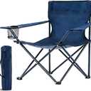 1Pack Portable Folding Camping Chairs Lightweight Outdoor Beach Chair with Cup Holder & Carry Bag, Lawn Chairs for Travel Hiking Picnic Fishing Concert (Blue), 1PCS