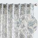 jinchan Floral Linen Curtains for Living Room Blue French Country Farmhouse Curtains 96 Inches Long Light Filtering Window Back Tab Drapes 2 Panels Blue on Beige
