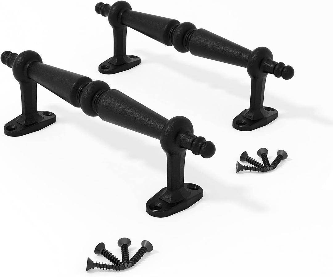 EaseLife 9" Barn Door Pull Handle, Rustic Black Aluminum Grab, Gate Handles, Easy Install, 2 Pack