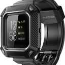 SUPCASE Unicorn Beetle Pro Watch Bands for Fitbit Versa 2, Protective Replacement Wristband Case Band for Fitbit Versa 2 (Black)