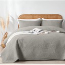 OARAGE Queen Quilt Bedding Set Soft Lightweight Light Grey Bedspread with Leaf Pattern,Ultrasonic Microfiber Bed Coverlet Full Size for All Season (1 Quilt, 2 Shams)