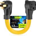 50Amp Welder Adapter Cord, Compatible with NEMA 14-50P Male to 6-50R Female 50Amp 4 Prong RV Generator to 3 Prong Welder Power Adapter, STW 6 AWG/3C, 50 Amp 250V 12500 Watt 1FT ETL Listed