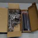 5 Arms Black Metal Candle Holder 5 Pcs Plastic LED Taper Candles Halloween Gothic Candelabra Battery Operated Flickering Candlesticks for Halloween Gothic Rituals Decor