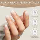 UNA GELLA Press On Nails Short Square : Ombre Soft Gel Press Ons Kit with Nail Glue Adhesive Tabs Nail File, 16 Sizes - 32Pcs Reusable Fake Nails, Nude Cream, Women Gift