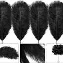 meekoo 6 Pcs Eiffel Tower Vases for Centerpieces with Ostrich Feathers 20 Inch Tall Skinny Clear Glass Extra Large Long Flower Vase for Wedding Flower Arrangement Home Decoration(Black)