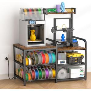 Dual‑Zoned 3D Printer Table with Filament Storage Rack for 2 Printers.