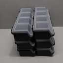 Hushee 6 Pcs Screw Organizer Box with Lid 4 Compartments Tool Bin Divider Plastic Stackable Hardware Organizer Small Part Storage Sorting Screw Box for Garage Workbench Craft Storage (Black)