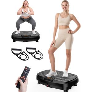 Vibrating Board Exercise Machine, 9 Modes Vibration Platform for Lymphatic Drainage, 3D Upgrade Vibrating Board for Weight Loss, Home Body Fitness Equipment (Purple) (Light Black)