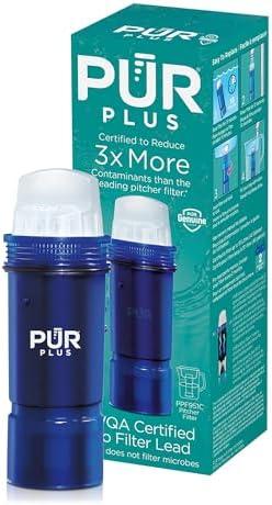 PUR PLUS Lead Reducing Water Pitcher and Dispenser Replacement Filter 1-Pack, NSF and WQA Certified – Compatible with all PUR brand Pitchers and Dispensers, Blue, PPF951K1