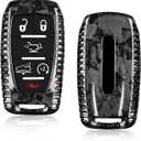Real Forged Carbon Fiber Key Fob Protector Keychain Compatible with Dodge Ram 1500 2500 3500 TRX Limited Rebel Bighorn Lonestar Laramie,Forged Black