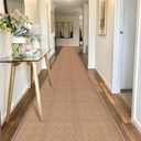 20 Ft Natural Jute Hallway Runner Rug Non Slip Washable, Rubber Backed Long Khaki Indoor Entryway Runner, Absorbent Kitchen Carpet Sink Rug (2'4" x 20' (Rectangular), Camel)