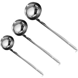KICHOUSE 3pcs Handle Spoon Stainless Steel Cooking Utensils for Pouring and Serving Includes Spoons for Kitchen Use