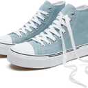 hash bubbie High Top Sneakers for Women Classic High Tops Canvas Shoes Lace up Women's Fashion Sneaker(Turquoise,US8.5W/US6.5M)