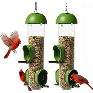 LONA Bird Feeders for Outdoors 2 Pack, Tube Feeder Weatherproof with Multiple Hanging Methods, Wild Bird Feeding Silo for Outside, 3 Port