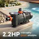 LEO In/Above Ground Pool Pump High Flow Powerful Self Priming Pool Pump,Deep Black