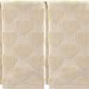 Tudomro 2 Pcs Valentine's Day Heart Hand Towels for Bathroom 100% Cotton Bath Towel Beige Jacquard Soft Absorbent Kitchen Towel Dish Wash Cloth for Kitchen, 13.8 x 29.5 Inch