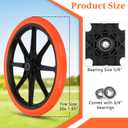 Upgraded 20x1.95" Flat Free Tires Compatible with rubbermaid Wheelbarrow Wheels, 20" Flat Free Tires with 5/8" and 3/4" Bearing Replacement for rubbermaid Cart Wheels/Big Wheel Utility Carts