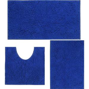 Bathroom Rugs Sets 3 Piece Non Slip,Bath Rugs with PVC Backing Bath Carpet,Bathroom Rug Washable,Absorbent,Plush Carpet Mats,Bath Mats for Bedroom, Kitchen,Tub,Home Decor (Royal)