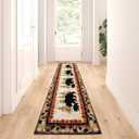Masada Masada Rugs 2'x7' Cabin/Lodge Theme Area Rug with Bear and Cub Scene