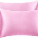 EXQ Home Silky Satin Pillowcase for Hair and Skin,Soft Cooling Pillow Cases Queen Size Set of 2 Satin Pillow Case with Envelope Closure Pink