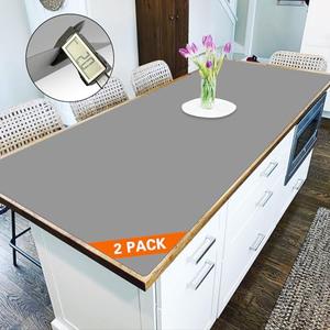 2 Pack 47.3"x23.6" Silicone Kitchen Counter Mats, 2MM Thick Heat Resistant Non-Slip Countertop Protector, Waterproof Durable Mats for Kitchen Countertops, Islands, or Workspaces (Light Gray)