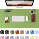 YSAGi Leather Desk Protector, Office Mat, Large Mouse Mat, Non-Slip PU Leather Blotter, Laptop Pad, Waterproof Writing Pad for Office and Home (Leaf Green, 31.5" x 15.8")