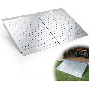 Zonon 2 Pcs 29" x 48" Shed Ramp for Riding Mower and Lawn Equipment 1500 lb Capacity Anti Slip Punch Plate Ramp for Sheds, Garages, Barns, ATV, Lawnmower, Golf Cart, Sturdy Anti Slip Ramps