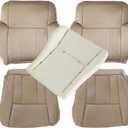 SecosAutoparts Front Oak Tan Leather Driver & Passenger Side Bottom Seat & Top Lean Back & Driver Side Foam Cushion Compatible with Toyota 4Runner Base Limited SR5 1996 1997 1998 2000 2001 2002