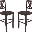 Flash Furniture Farmhouse Barstool, Gray Wash Walnut, 2-Pack | Commercial Use, Solid Wood Frame, 360 Swivel Seat, Integrated Footrest, Set of 2