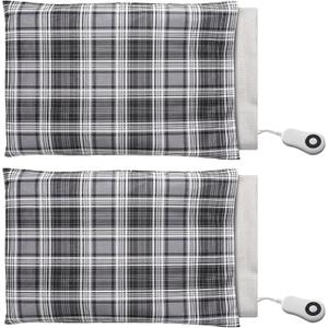 Tinideya 2 Pcs Heating Pad Cover 12'' x 15'' Soft Cotton Flannel Replacement Washable Cover for Heating Pad (Black Plaid)