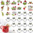 2Pack 30 Pcs Christmas Face Decal Stickers for Crafts Small 3 Inch Rub on Transfers UV Vinyl Faces Eyes Pitcher Decals for Ornaments Glass Drinking Cups Wood Decorations Balls Party Supplies (hoho30)