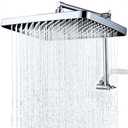 13 Inches Rain Shower Head with Extension Arm, Luxury Rainfall Showerhead, 16 Inch Metal Adjustable Arm Extender with Lock Joints (Chrome)