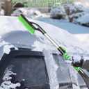 HEEYA Ice Scraper and Brush for Car, Extendable Snow Brush and Ice Scraper for Car Windshield Window, Car Snow Scraper and Brush with Foam Grip for SUV Truck Automobile Vehicle - Green