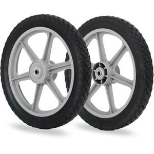 GICOOL 14 x 1.75'' Rubber Tire and Plastic Spoke Wheel, 2.5" Hub Length, 1/2" Axle Bore, for Lawn mower Trolley Dolly Wheel Replacement, 2 Pack