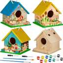 Liliful 24 Sets Wooden DIY Birdhouse Kit, Unfinished Bird Houses with Paints and Paintbrushes, Bird Feeder Craft Arts for Kids Ages 4-8, 8-12, Classroom Activity and Adults Wooden Craft Gifts