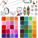 Jexine Bead Loom Kit for Adults 24000 Pcs Beading Loom Supplies with 48 Color 2 mm Glass Seed Bead Bracelets Christmas Jewelry Earring Making Tools Gifts for Women DIY Craft
