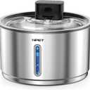 NPET Wireless Cat Water Fountain Stainless Steel, 1Gallon/135oz Battery Operated Automatic Pet Drinking Fountain - Cordless Dog Water Dispenser with Water Level Window for Cats Indoor