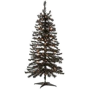 National Tree Company 4 ft Pre-Lit Mini Artificial Christmas Tree, White Iridescent Tinsel, 70 Clear Lights, 110 Tips, Includes Stand