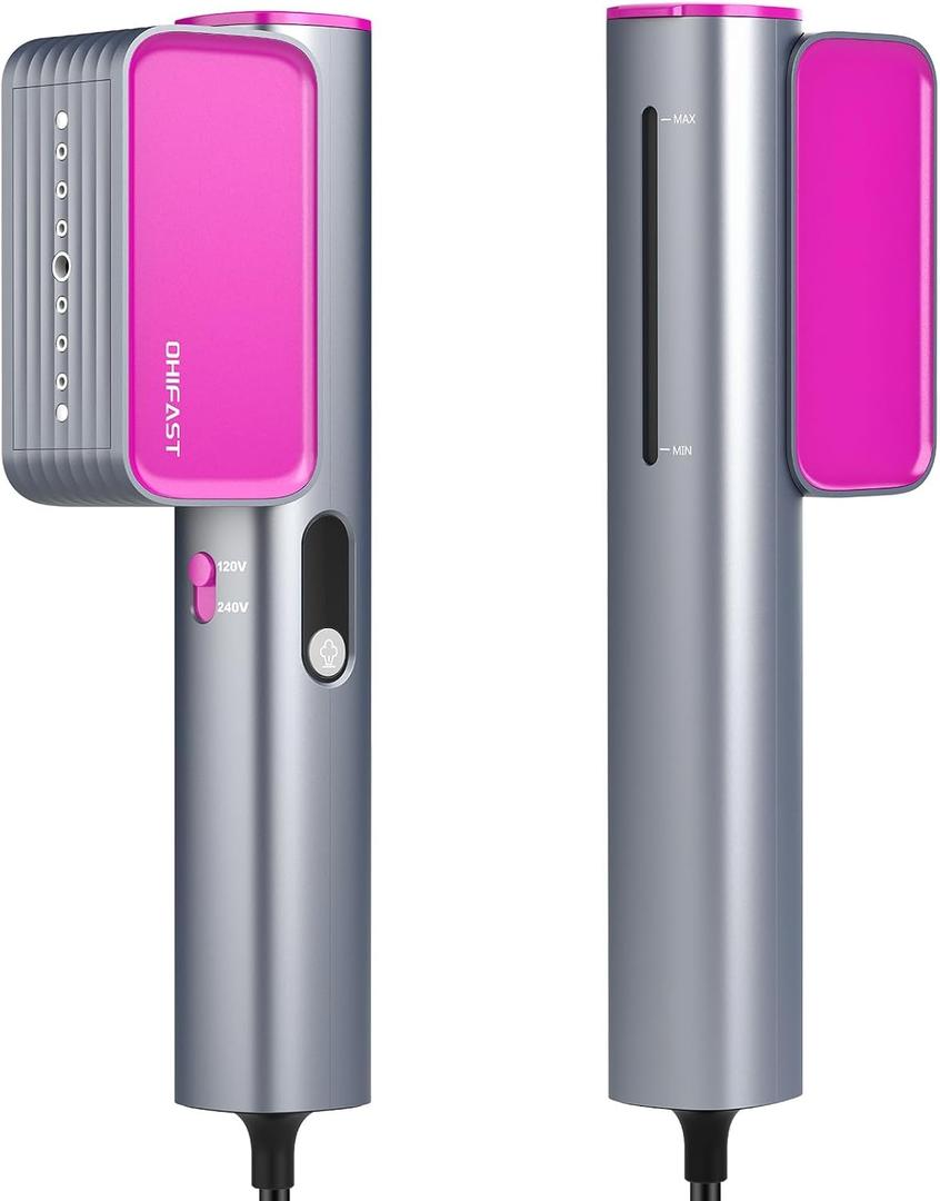 OHIFAST Dual Voltage Travel Steamer for Clothes, 100-240V Portable Handheld Garment Steamer, 15s Fast Heat-up, 9 Mins Continuous Steam, 2-in-1 Iron Steamer for Global Travel and Home