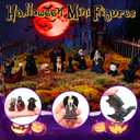 2 x 11Pcs Halloween Mini Figurines Set Miniature Skull Heads Dragon Ghost Crow Resin Decoration for Horror Village Collections Holiday Ornaments Micro Landscape Halloween Fairy Garden Decor