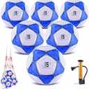 ELKCIP 6 Pack Classic deflated Soccer Balls Size 3/4/5 with Pump and Mesh Bag for Indoor Outdoor Lawn Game Training Practice Bulk Sport Gift for Teens Adults