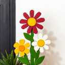 Glitzhome 30 Inch Welcome Sign for Front Door Porch Standing, Outdoor Decor with Wooden Trio Flowers, Yard Sign for Patio Front Door Outside