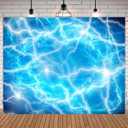10x8ft Blue Lightning Backdrop Sky Thunderstorm Backdrop Fabric Lightining Storm Background for Birthday Party Decoration and Photoshoot Studio Props YUNBDJ348