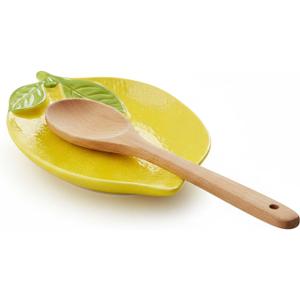 Lemon Ceramic Spoon Rest for Stove Top, Kitchen Counter Holder for Stove & Cooking Spoon Holder, Cute Coffee Ladle Spoon Rest Utensil Rest Spatula Rest, Kitchen Decoration (Yellow)