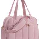 Wandering Nature Personal Item Travel Bag, Small Duffle Bag for Women with Wet Pocket & 14'' Laptop Compartment, Lightweight Carry on Weekender Duffel, Vertical pattern (Pink)