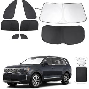 TINGLU Window Shades for Kia Telluride 2020 2021 2022 2023 2024 2025 Accessories Car Side Full Windows Rear Triangular Windshield Sun Shade Sun UV Rays & Privacy Protection for Camping 8PCS